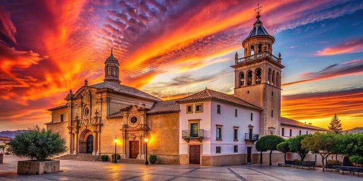 Silhouette of Museo de Jess Nazareno de Semana Santa in the Plaza de Arriba, Jumilla, Murcia - Stunning Architectural Detail at Dusk