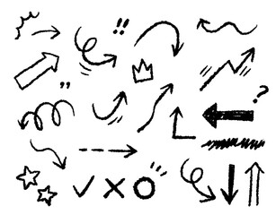 シンプルな手書きの矢印のベクターイラストセット