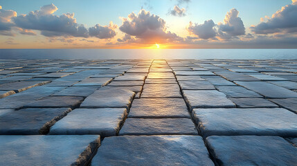 Stone Path to the Sunset - 3D Illustration