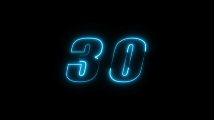  Neon countdown timer number illustration.