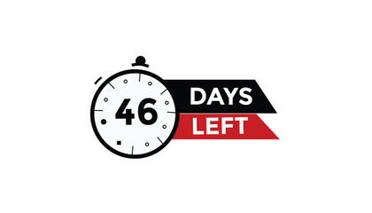46 days left Countdown number banner templates. time icon. Vector Illustration 