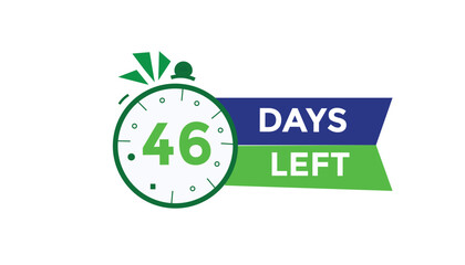 46 days left Countdown number banner templates. time icon. Vector Illustration 