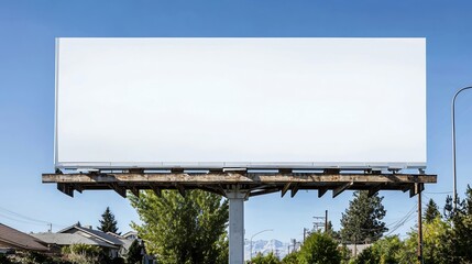 Obraz premium Blank billboard in a suburban neighborhood, perfect for an advertisement, copy space available, high-end magazine photography, deep depth of field, Product photography with high resolution, studio