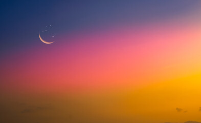 Background night sky of with crescent moon,and stars .Background Greeting card for the holy month of Ramadan of islam © Photo Sesaon
