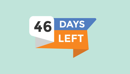 46 days left Countdown number banner templates. time icon. Vector Illustration 