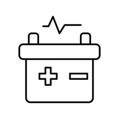 Battery  line icon with white background vector stock illustration