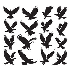 Obraz premium Set of eagle silhouette vector on white background