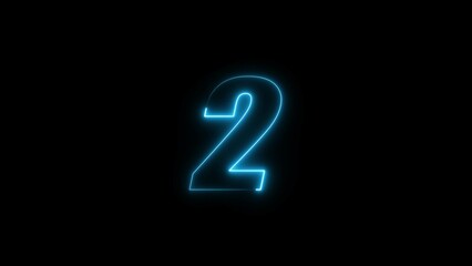  Neon countdown timer number illustration.