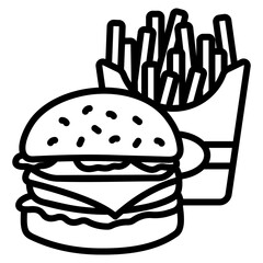 Burger And Fries Icon Element For Design