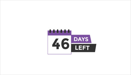 46 days left Countdown number banner templates. time icon. Vector Illustration 
