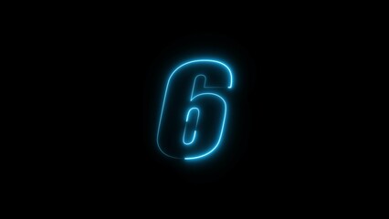  Neon countdown timer number illustration.