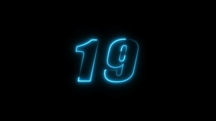  Neon countdown timer number illustration.