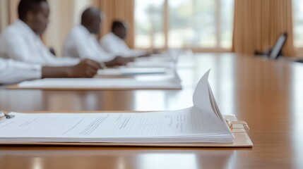 Leading Africa CDC Team Discussing Health Policy Documents for Governance and Public Health Strategy