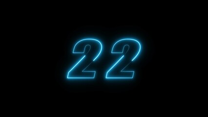  Neon countdown timer number illustration.