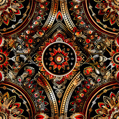 Obraz premium Elegant and Vibrant Mandala Design Featuring Intricate Patterns in Rich Colors Perfect for Artistic Projects and Decor
