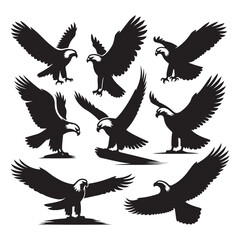 Fototapeta premium Set of eagle silhouette vector on white background