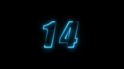  Neon countdown timer number illustration.