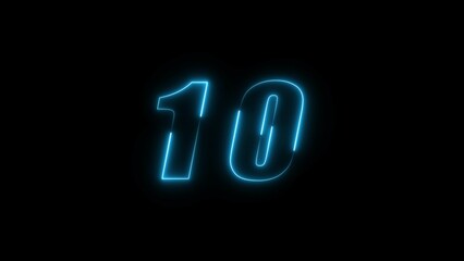  Neon countdown timer number illustration.