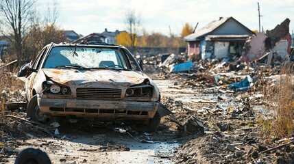 Fototapeta premium Photos showcasing the aftermath of a devastating natural disaster.