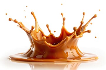 Silhouette caramel splash isolated on white background