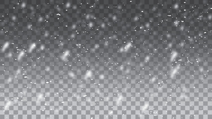 Seamless realistic falling snow or snowflakes. Fall of snow. Vector illustrator