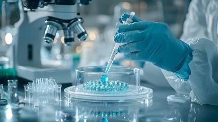 Scientists Carefully Extracting Blue Blood from a Horseshoe Crab in a Laboratory Environment