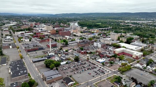 aerial high over wilkes barre pennsylvania with a slow push in