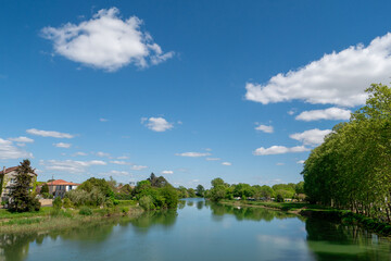 Adour river. New Aquitaine. Les Landes, France