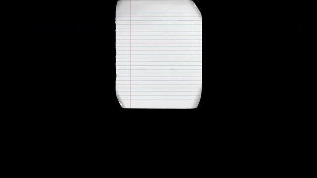 Fluttering Wrinkled school notebook White Paper Stripped Ruled in transparent Background
