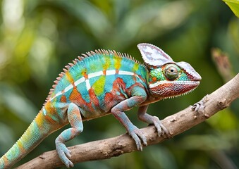 A chameleon changing its colors embodies adaptability and transformation, illustrating the concept of camouflage.