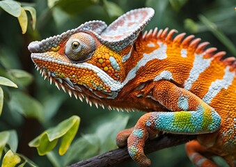 A chameleon changing its colors embodies adaptability and transformation, illustrating the concept of camouflage.