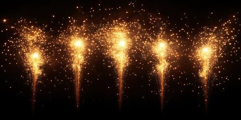 Fototapeta premium A display of golden fireworks lights up the night sky, perfect for any special occasion.