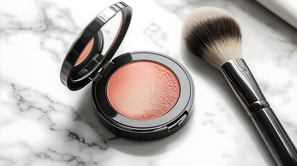 make up brushes and powder