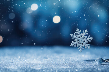 generated illustration of close-up of a snowflake. Winter background