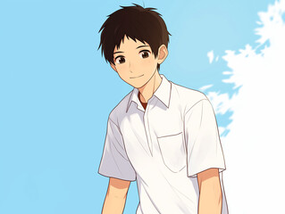 男子高校生のアニメ調イラスト