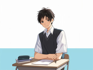 男子高校生のアニメ調イラスト