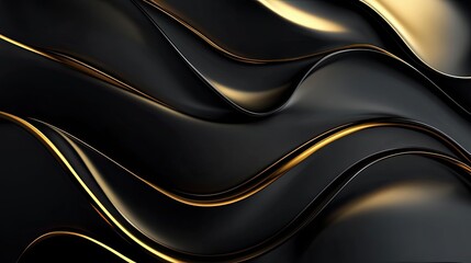 Fototapeta premium Abstract Black and Gold Wavy Design