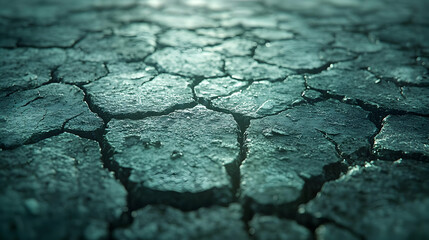 Fototapeta premium Cracked Earth Abstract Background - Deep Green Hues