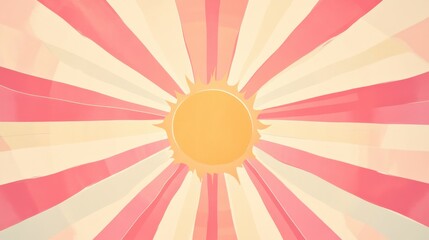 Obraz premium Flat design sun rays from a top-view perspective, with a harmonious complementary color scheme, capturing light and warmth in a cartoon style