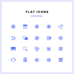 Blue flat icon set