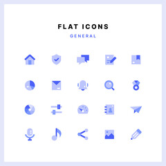 Blue flat icon set