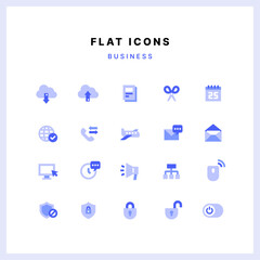 Blue flat icon set