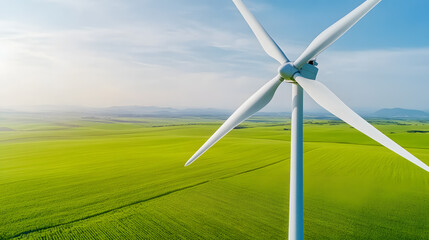A serene wind farm generating clean, renewable energy in a lush green landscape. The importance of eco-friendly solutions, the environmental benefits of wind power and sustainability efforts.
