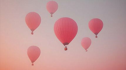 Pink Hot Air Balloons in a Pink Sky -  Photo