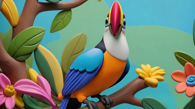 Colourful toucan bird on the tree