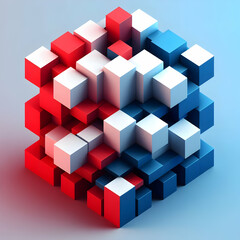 Obraz premium Dynamic 3D Cube Design in Red and Blue