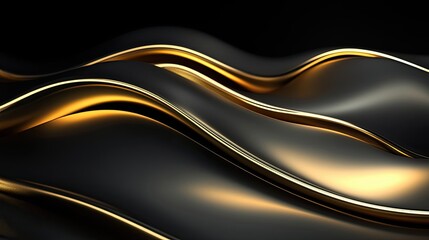 Abstract Black and Gold Wavy Surface