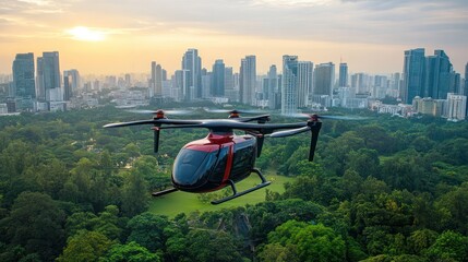 Developing urban air mobility systems for short trips. It showcases innovations in small mobility
