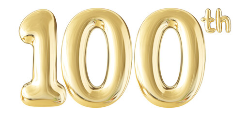 100th Year Anniversary Gold Number 3D