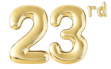 23rd Year Anniversary Gold Number 3D